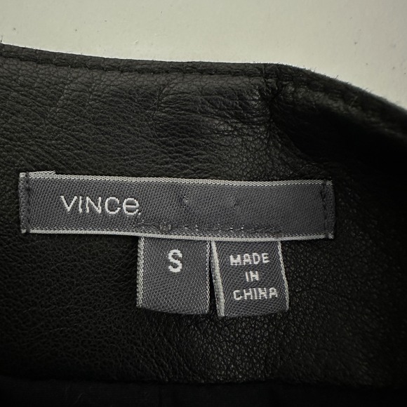 Vince Womens Jacket S Black Suede Leather Open Wear Waterfall Drape Collar Retro - Picture 10 of 10